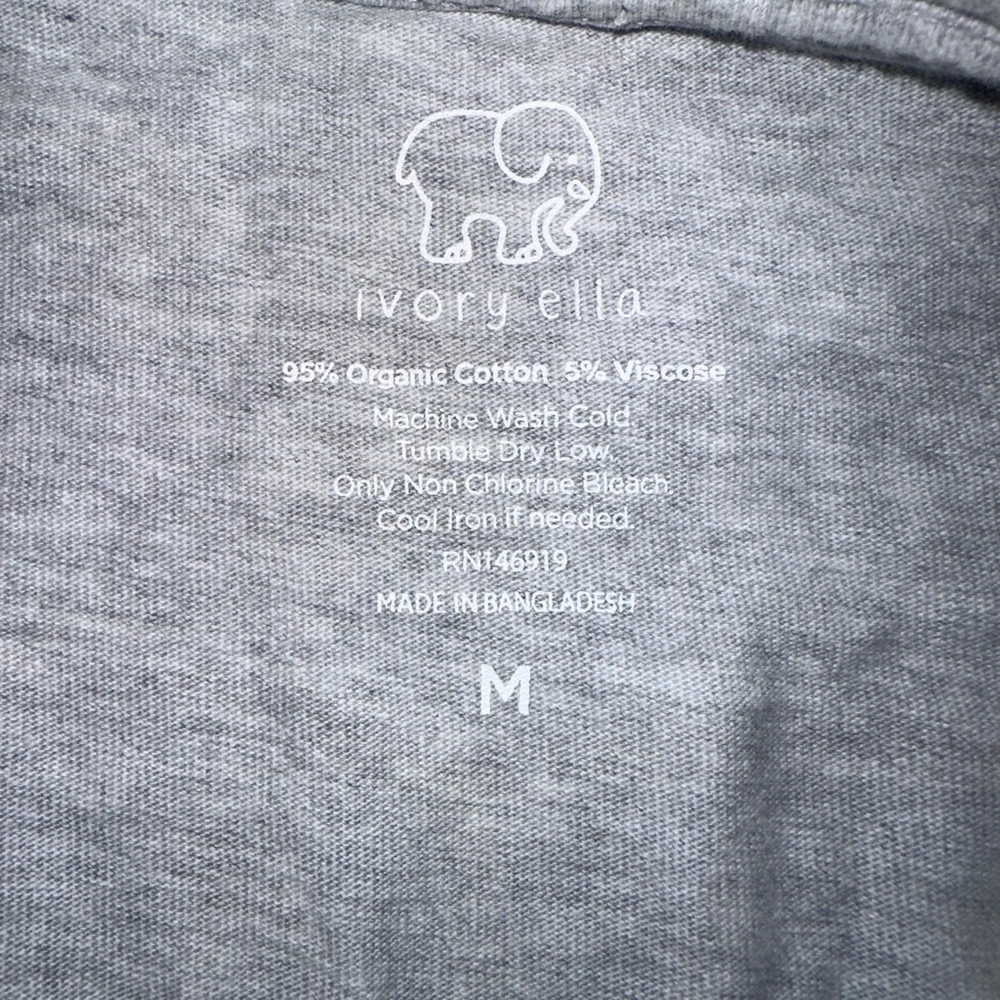 NWOT Women’s Medium SS Ivory Ella Elephant Print Organic Cotton TShirt - Picture 3 of 7